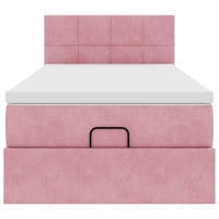 vidaXL Struttura Letto Pouf con Materasso Rosa 90x200 cm in Velluto