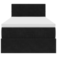 Struttura Letto Pouf con Materasso Nero 100x200 cm Velluto