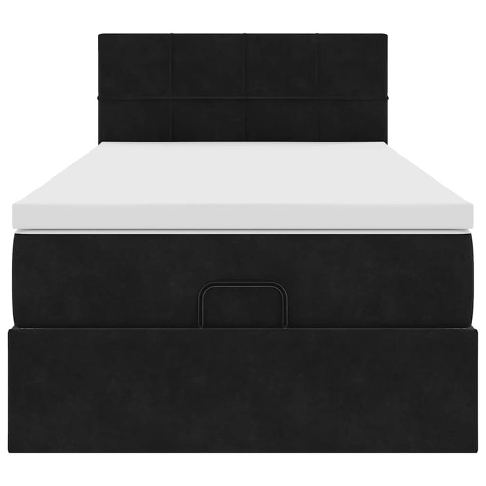 Struttura Letto Pouf con Materasso Nero 100x200 cm Velluto