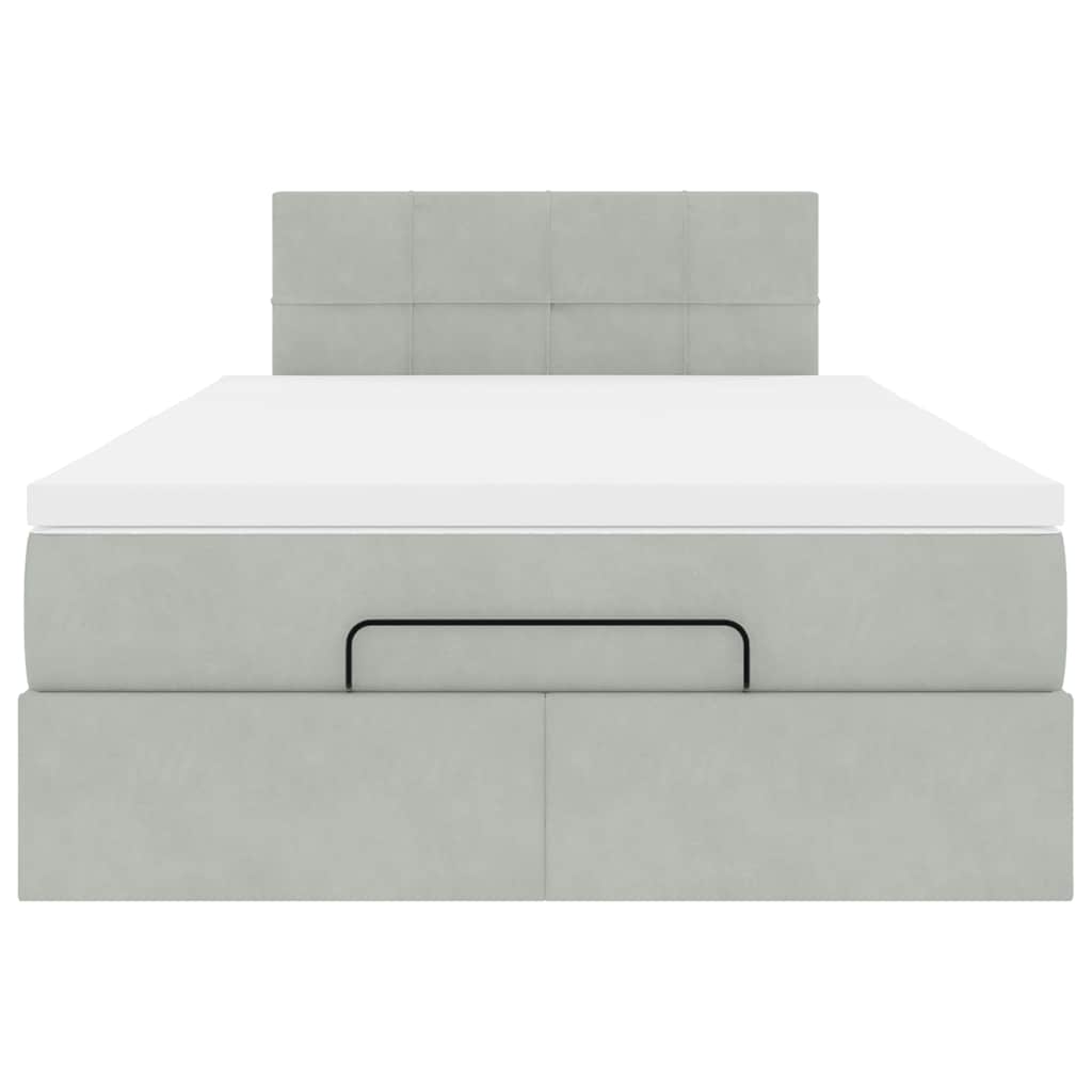 vidaXL Pouf Letto con Materasso e LED Grigio Chiaro 120x190cm Velluto