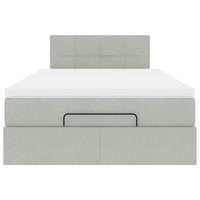 vidaXL Pouf Letto con Materasso e LED Grigio Chiaro 120x190cm Velluto