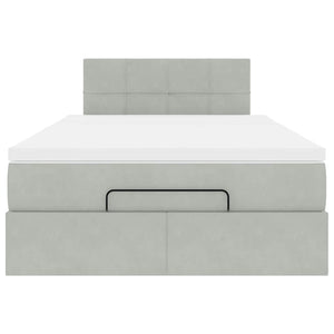 vidaXL Pouf Letto con Materasso e LED Grigio Chiaro 120x190cm Velluto