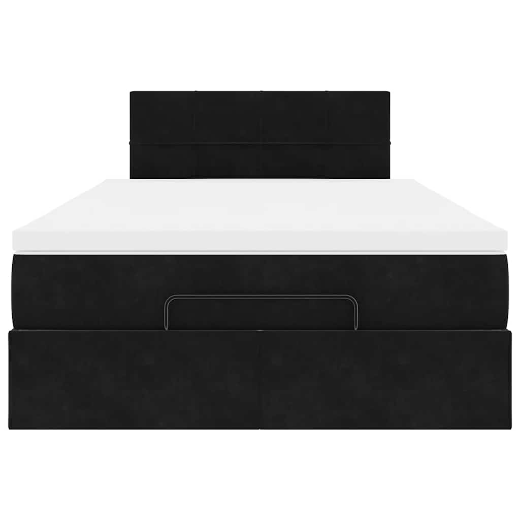 Pouf Letto con Materasso e LED Nero 120x190cm in Velluto