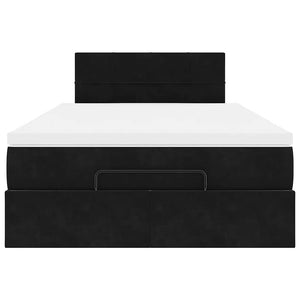 Pouf Letto con Materasso e LED Nero 120x190cm in Velluto