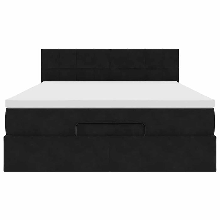 vidaXL Struttura Letto Pouf con Materasso Nero 140x190 cm in Velluto