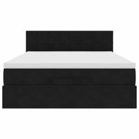 vidaXL Struttura Letto Pouf con Materasso Nero 140x200 cm in Velluto