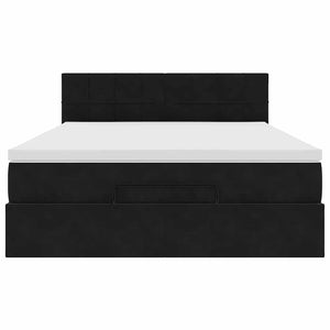 vidaXL Struttura Letto Pouf con Materasso Nero 140x200 cm in Velluto