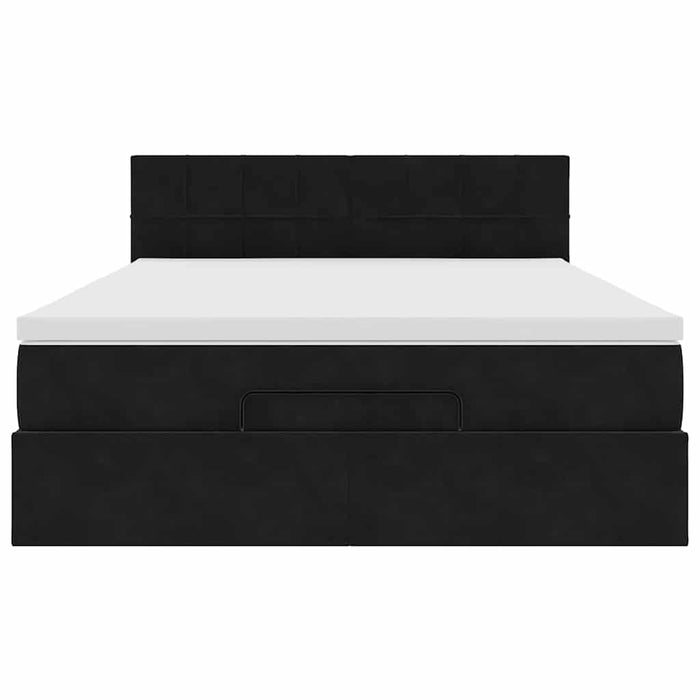 vidaXL Struttura Letto Pouf con Materasso Nero 140x200 cm in Velluto