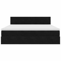 Struttura Letto Pouf con Materasso Nero 160x200 cm in Velluto 3312634