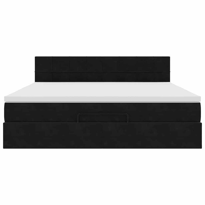 vidaXL Struttura Letto Pouf con Materasso Nero 160x200 cm in Velluto