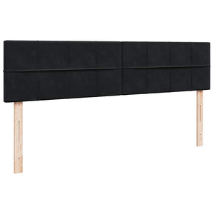 Struttura Letto Pouf con Materasso Nero 160x200 cm in Velluto 3312634