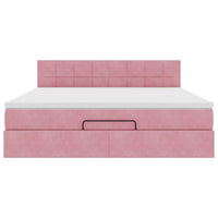 vidaXL Struttura Letto Pouf con Materasso Rosa 160x200 cm in Velluto