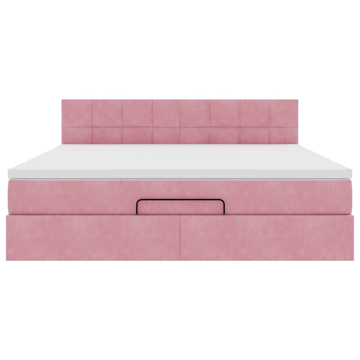 vidaXL Struttura Letto Pouf con Materasso Rosa 160x200 cm in Velluto