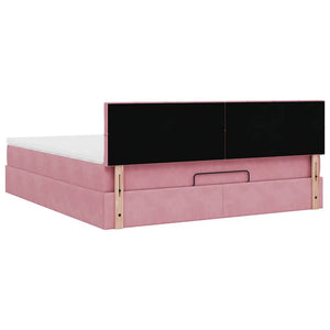 vidaXL Struttura Letto Pouf con Materasso Rosa 160x200 cm in Velluto