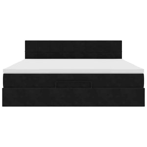 vidaXL Struttura Letto Pouf con Materasso Nero 180x200 cm in Velluto
