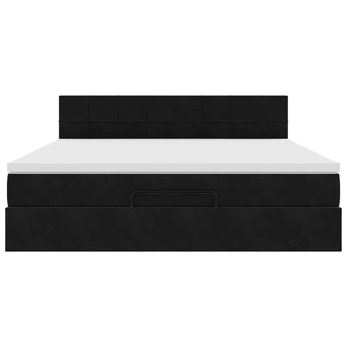 vidaXL Struttura Letto Pouf con Materasso Nero 180x200 cm in Velluto