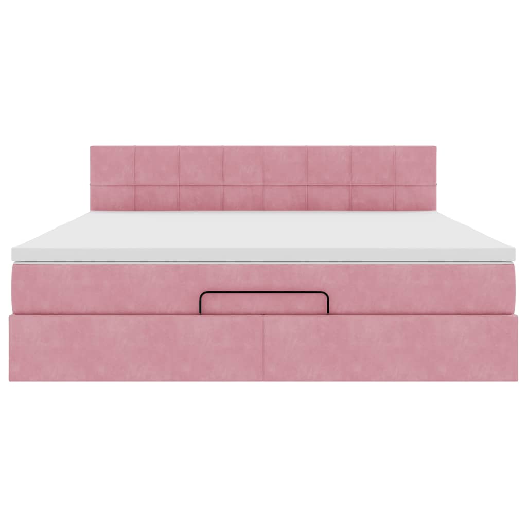 vidaXL Pouf Letto con Materasso e LED Rosa 180x200cm in Velluto