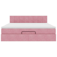 vidaXL Pouf Letto con Materasso e LED Rosa 180x200cm in Velluto