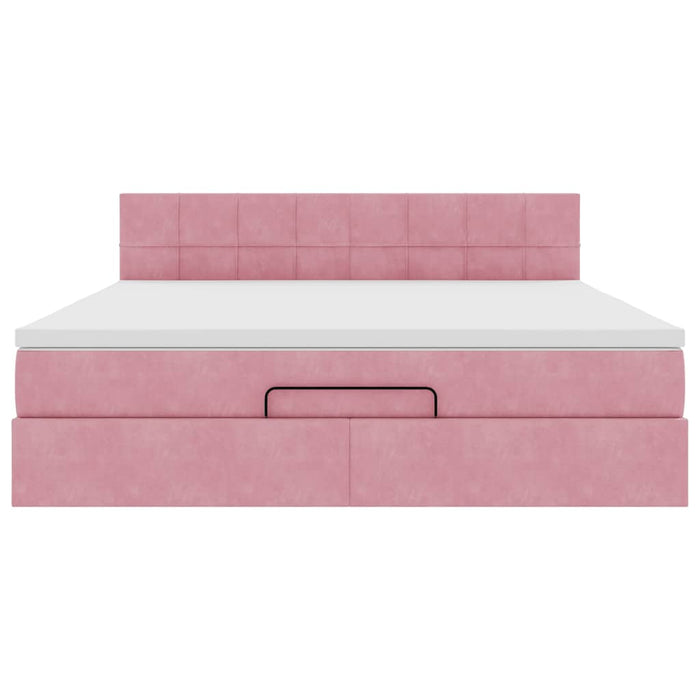 vidaXL Pouf Letto con Materasso e LED Rosa 180x200cm in Velluto