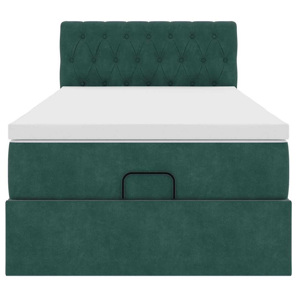 Pouf Letto con Materasso e LED Verde Scuro 80x200cm in Velluto 3312659