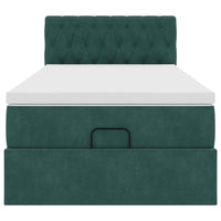 Pouf Letto con Materasso e LED Verde Scuro 80x200cm in Velluto 3312659