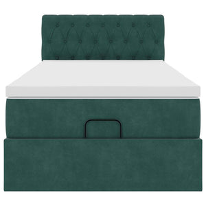 Pouf Letto con Materasso e LED Verde Scuro 80x200cm in Velluto 3312659