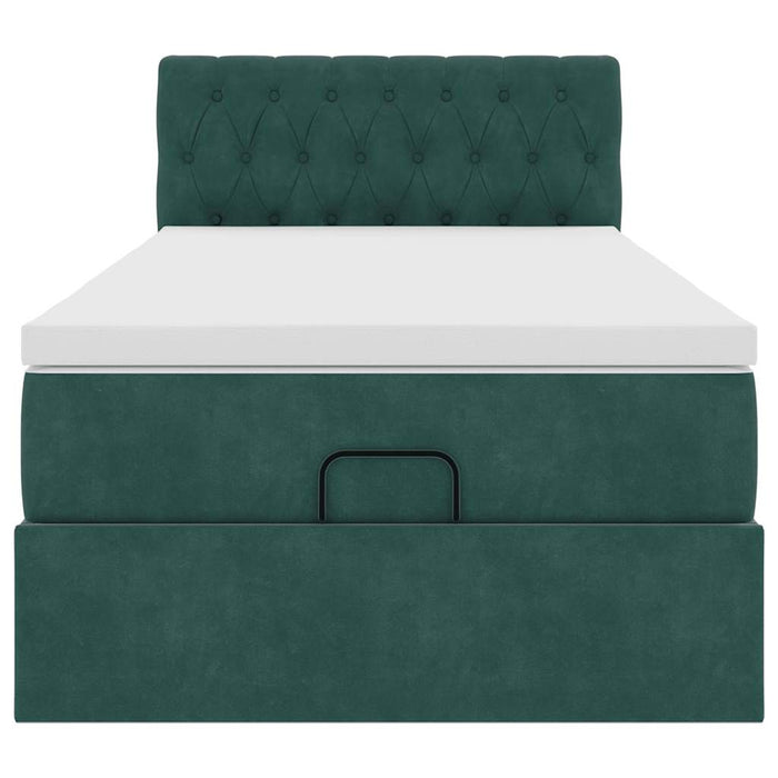 Pouf Letto con Materasso e LED Verde Scuro 80x200cm in Velluto 3312659