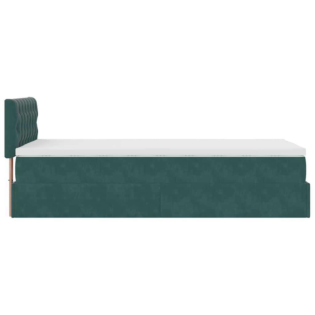 Pouf Letto con Materasso e LED Verde Scuro 80x200cm in Velluto 3312659