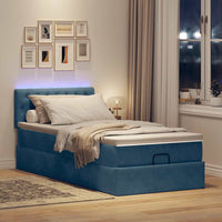 vidaXL Pouf Letto con Materasso e LED Blu Scuro 80x200cm in Velluto