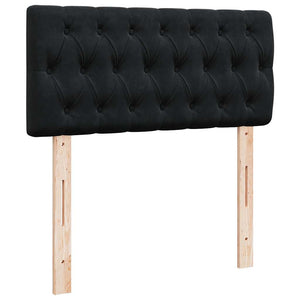 Struttura Letto Pouf con Materasso Nero 90x190 cm in Velluto