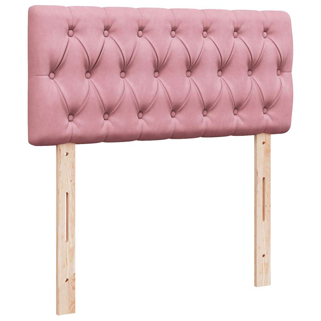 Struttura Letto Pouf con Materasso Rosa 90x190 cm in Velluto 3312667