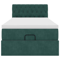 Pouf Letto con Materasso e LED Verde Scuro 90x200cm in Velluto 3312671