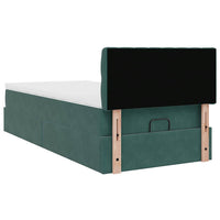 Pouf Letto con Materasso e LED Verde Scuro 90x200cm in Velluto 3312671