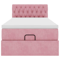 Struttura Letto Pouf con Materasso Rosa 90x200 cm in Velluto 3312673