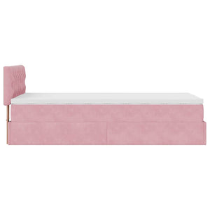 Struttura Letto Pouf con Materasso Rosa 90x200 cm in Velluto 3312673