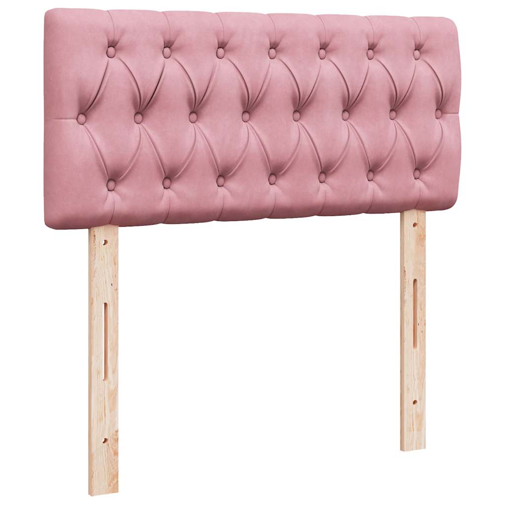 Struttura Letto Pouf con Materasso Rosa 100x200 cm Velluto