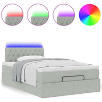 vidaXL Pouf Letto con Materasso e LED Grigio Chiaro 120x190cm Velluto