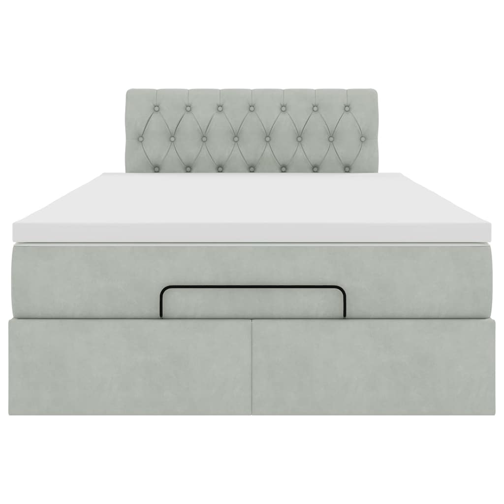 vidaXL Pouf Letto con Materasso e LED Grigio Chiaro 120x190cm Velluto