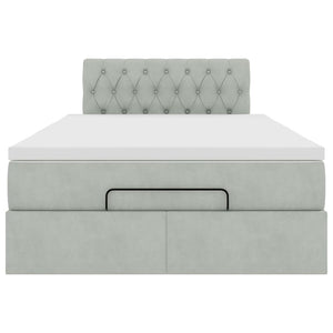 vidaXL Pouf Letto con Materasso e LED Grigio Chiaro 120x190cm Velluto