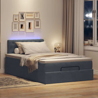 Pouf Letto con Materasso e LED Grigio Scuro 120x190cm Velluto 3312681