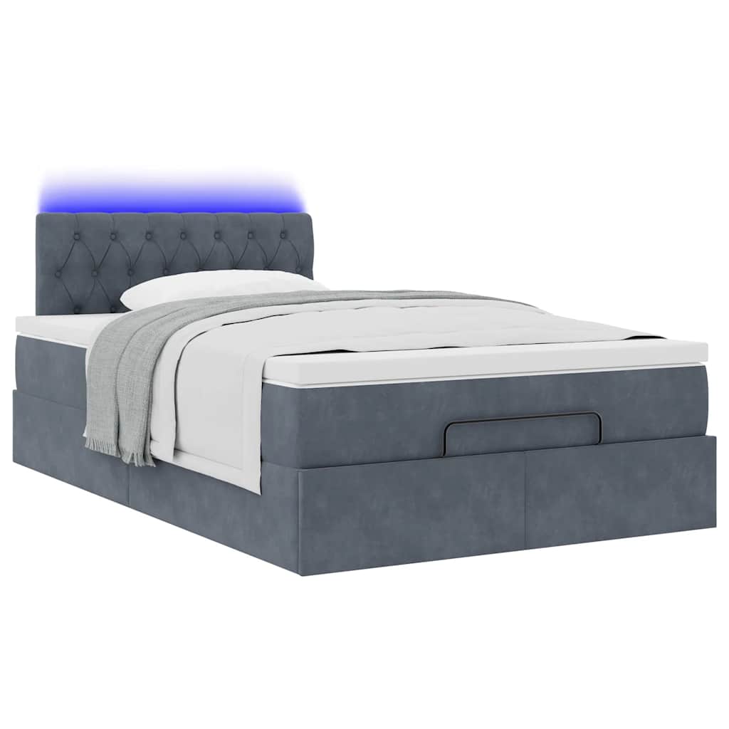 Pouf Letto con Materasso e LED Grigio Scuro 120x190cm Velluto 3312681