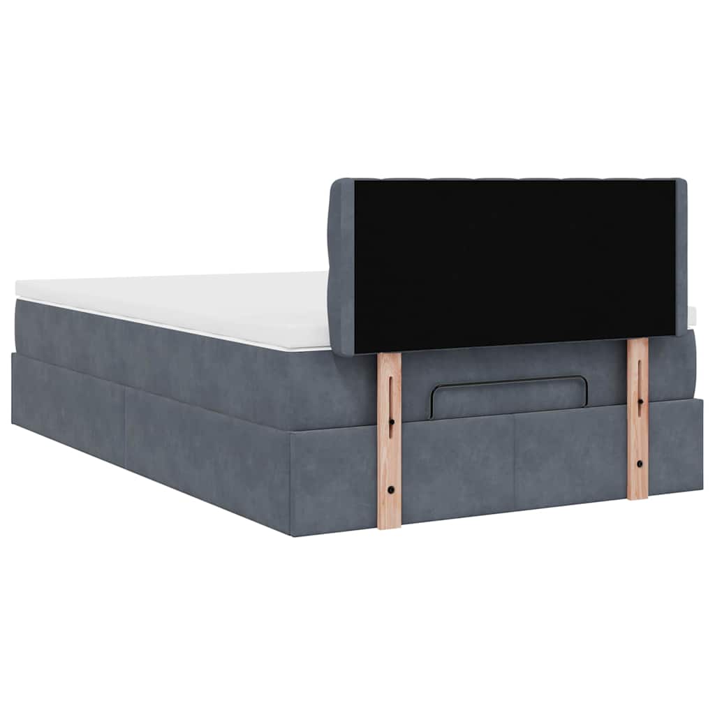 Pouf Letto con Materasso e LED Grigio Scuro 120x190cm Velluto 3312681