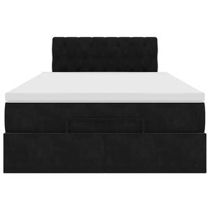 vidaXL Struttura Letto Pouf con Materasso Nero 120x200 cm Velluto