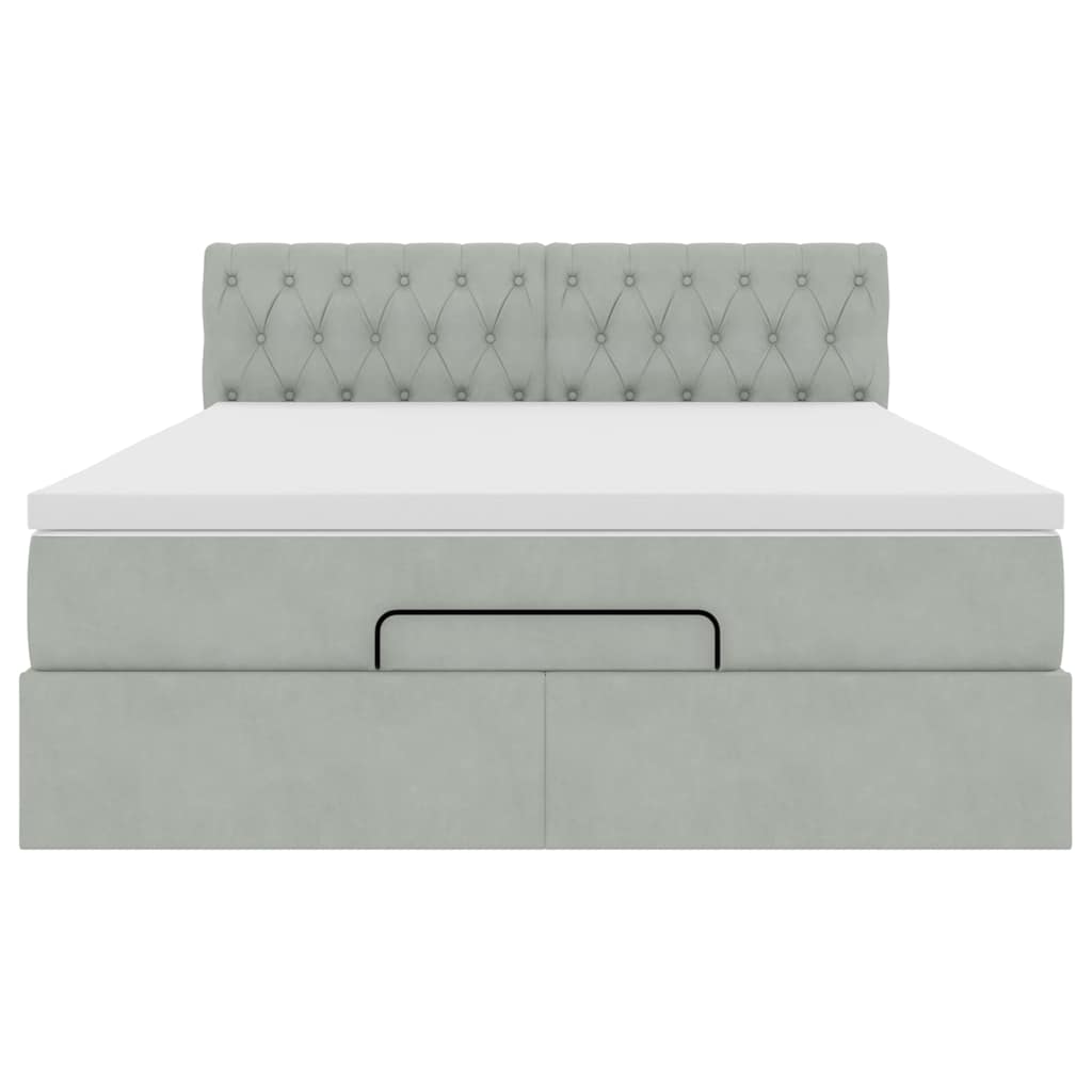 Struttura Letto Pouf con Materasso 140x190 cm Velluto