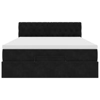 vidaXL Struttura Letto Pouf con Materasso Nero 140x190 cm in Velluto