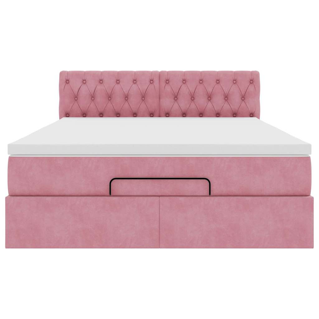 vidaXL Struttura Letto Pouf con Materasso Rosa 140x190 cm in Velluto
