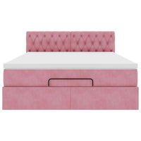vidaXL Struttura Letto Pouf con Materasso Rosa 140x190 cm in Velluto
