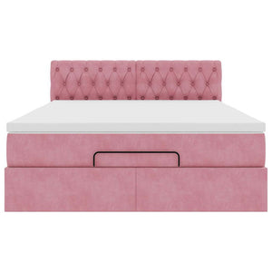 vidaXL Struttura Letto Pouf con Materasso Rosa 140x190 cm in Velluto
