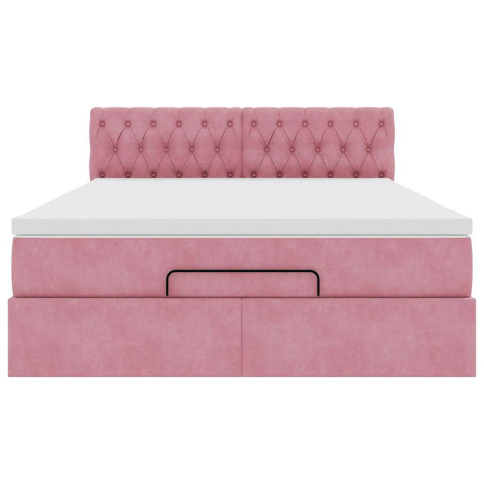 vidaXL Struttura Letto Pouf con Materasso Rosa 140x190 cm in Velluto