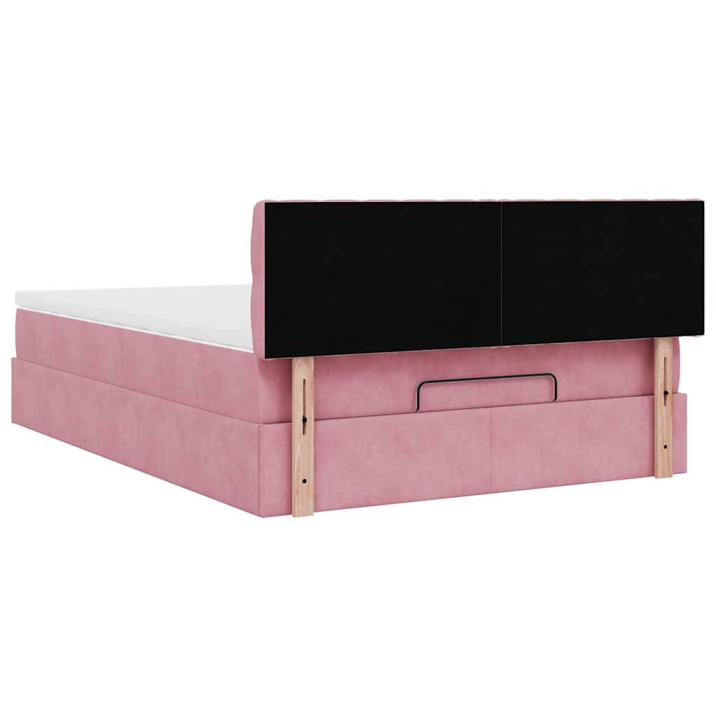 vidaXL Struttura Letto Pouf con Materasso Rosa 140x190 cm in Velluto